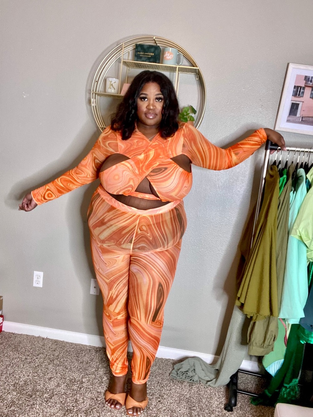 Orange Marble Cutout Two-Piece Set